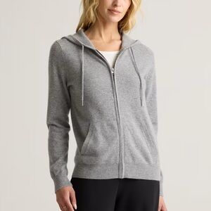 QUINCE - Mongolian Cashmere Full-Zip Hoodie, Heather Grey, M